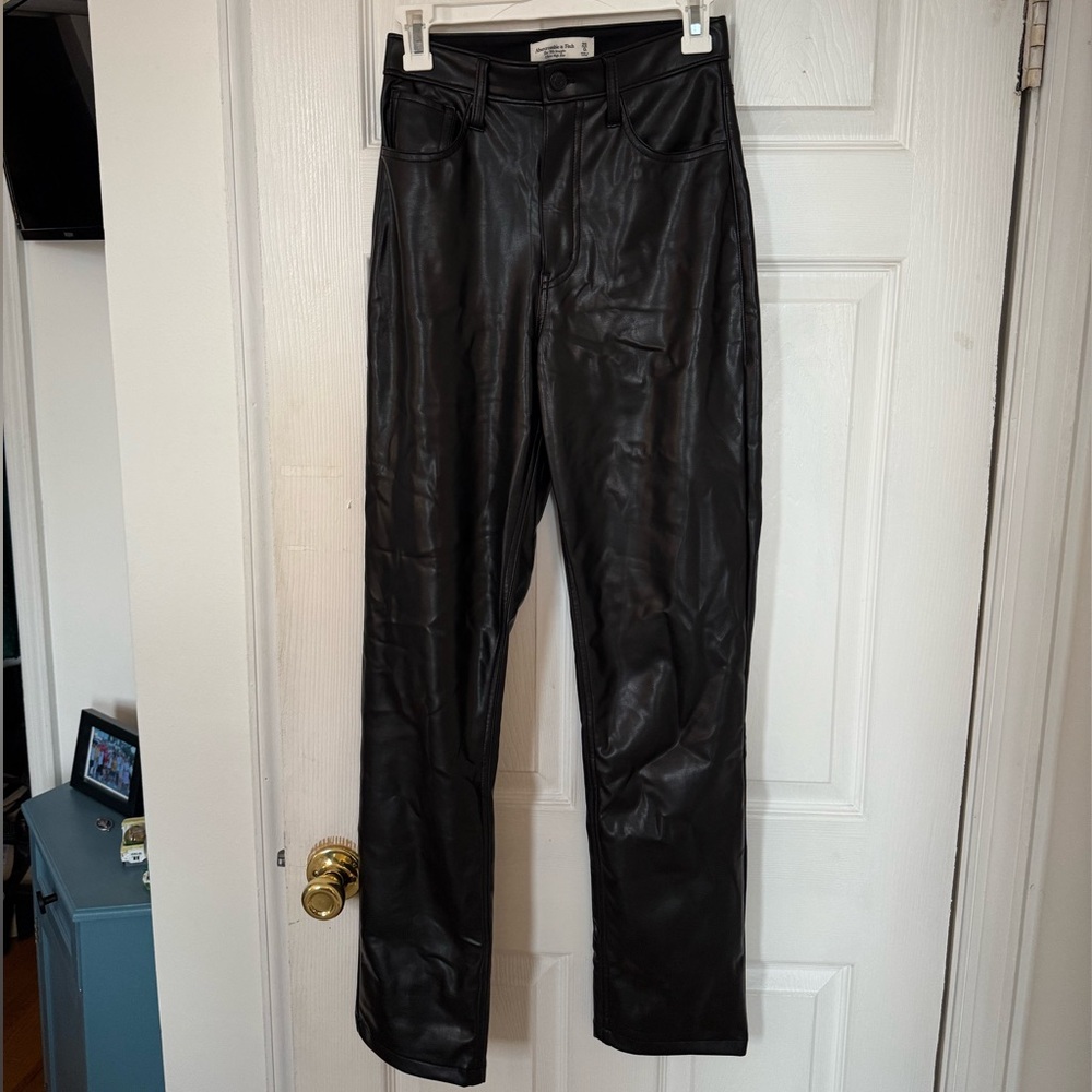 Abercrombie & Fitch Black High-Rise Leather Pants